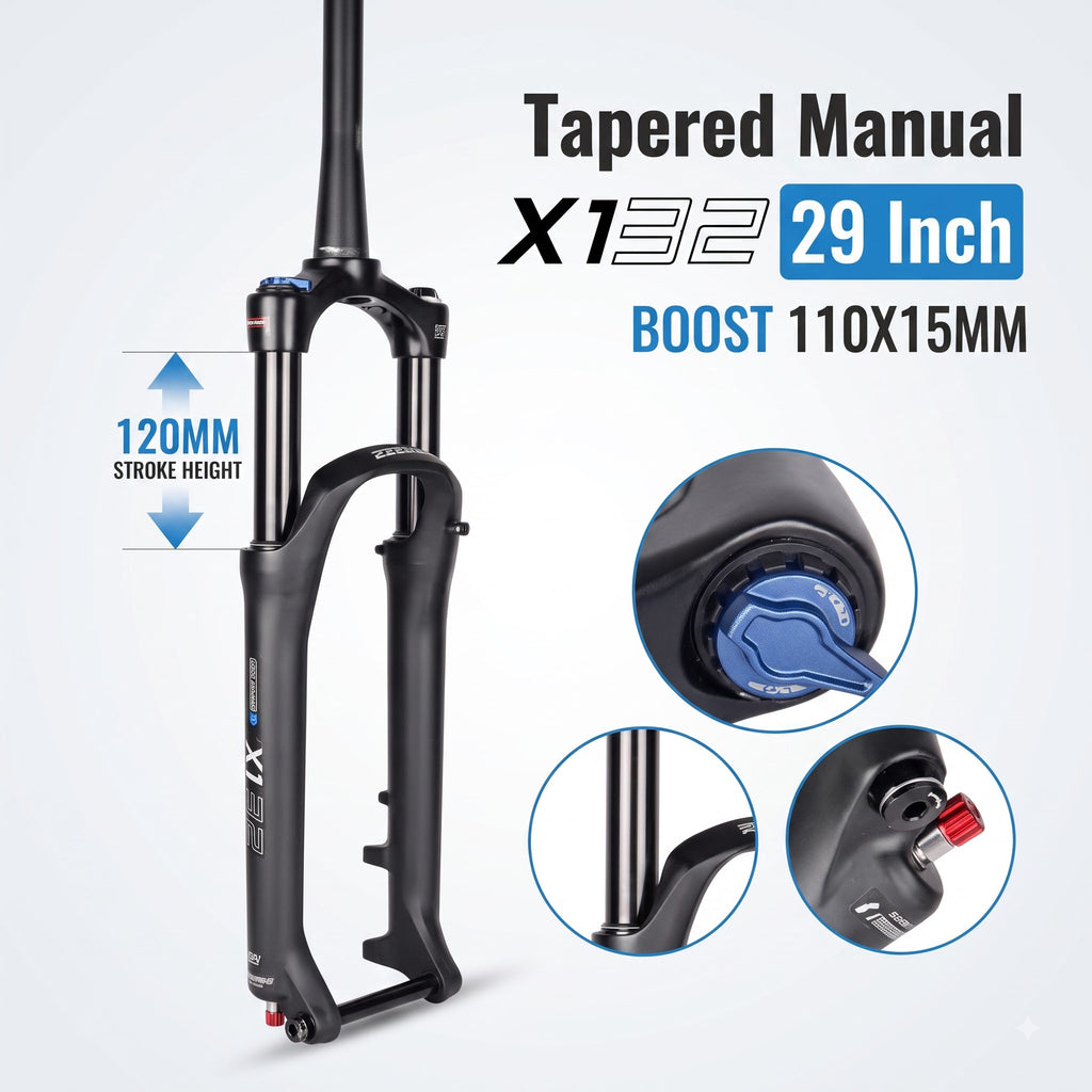 SR Suntour X1 Air Suspension Fork | 32mm Stanchions | 120mm Travel | Boost 15x110mm | Tapered Steerer